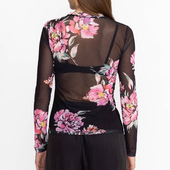 Johnny Was Jade Natalie Long Sleeve Mesh Tee Size XS in Juliette - Picture 2 of 10